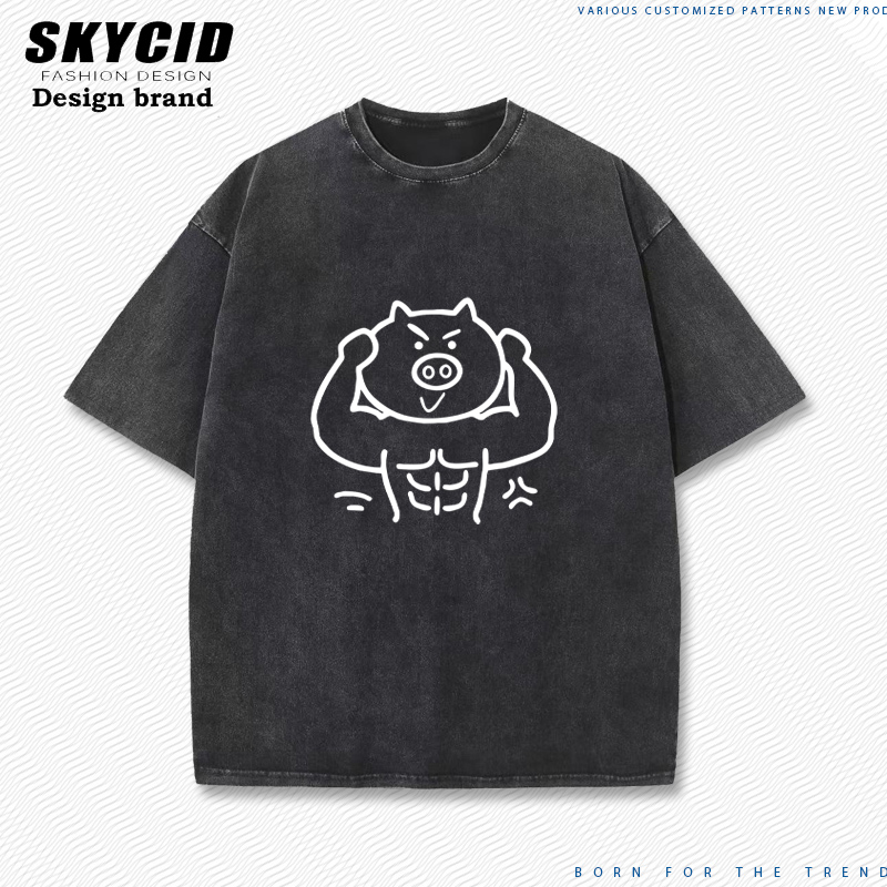 健身小猪肌肉猛男短袖T恤衣服夏