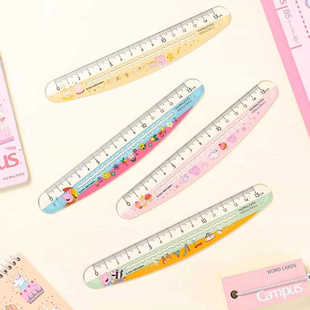 【小猪佩奇联名】日本KOKUYO国誉波浪弯弯尺限定款直尺多功能尺子带波浪线的刻度尺小学生高颜值绘图测量工具