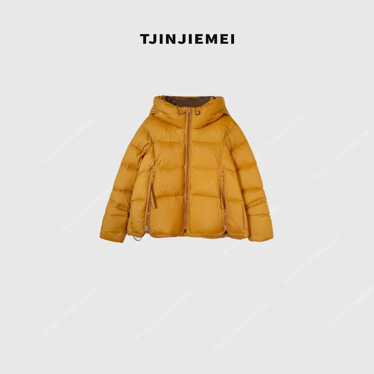 T井姐妹【砂糖橘】设计感撞色泡芙连帽蓬松柔软羽绒服WT2511-A853