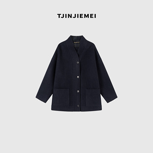 WB909 设计感宽松廓形绵羊毛山羊绒大衣DY2509 T井姐妹 高管