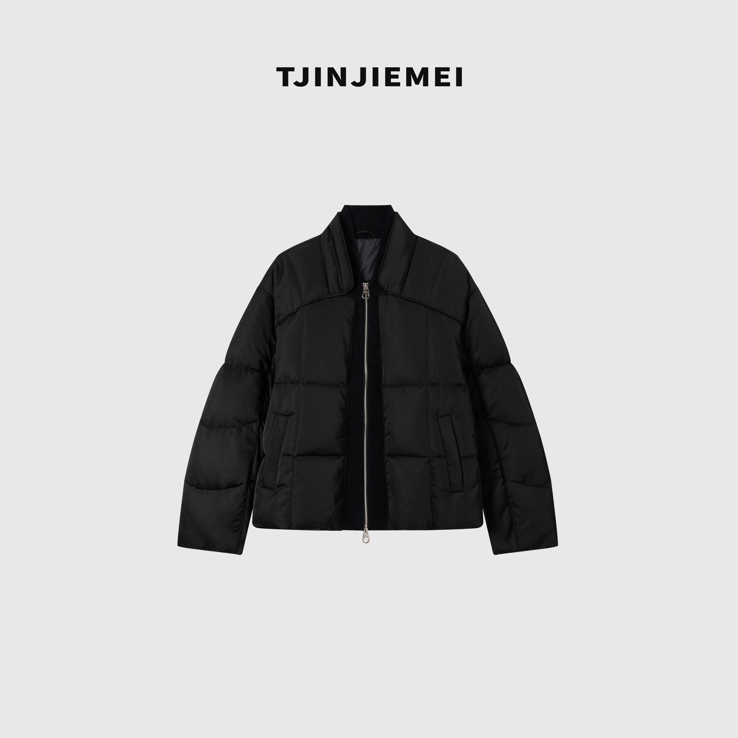 T井姐妹【锁温舱短款】针织领拼接鹅绒服YRF2510-E25206