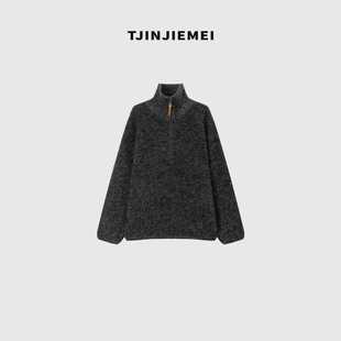 T井姐妹 7021 设计感柔软100羊毛烟管半拉链气质毛衣MY2509
