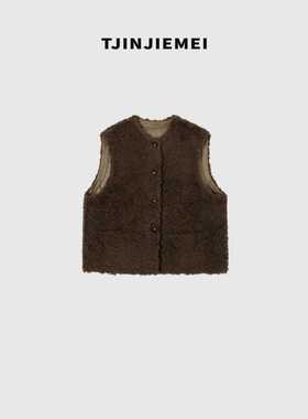 T井姐妹【小羊羔】设计感精致卷卷毛马甲NJ2510-A9-9113