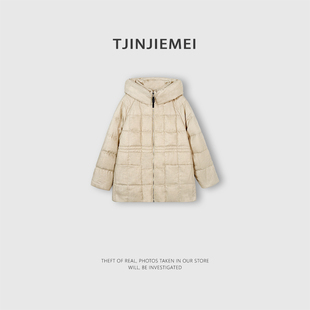 55098 设计感桑蚕丝羊毛混纺连帽鹅绒服ERF2512 T井姐妹 香草米