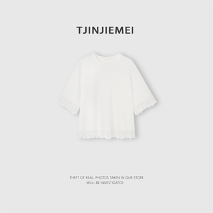 T恤DX2601 设计感宽松显瘦百搭短袖 8876XX7 蕾丝美学 T井姐妹