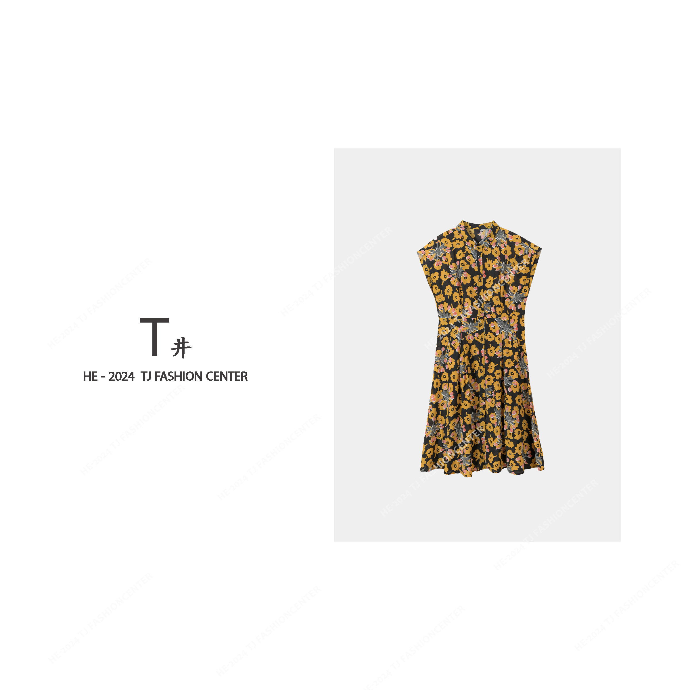 T井姐妹【小雏菊】夏季气质碎花桑蚕丝真丝连衣裙LYQ2405-0658385