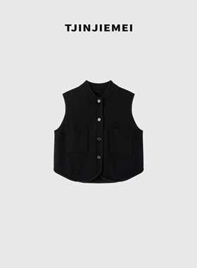 T井姐妹【黑色马甲】设计感精致感轻奢开衫马夹MJ2509-735643