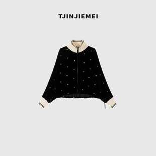 TJ493 轻奢精致真丝丝绒复古高级外套WT2509 T井姐妹 桃心结