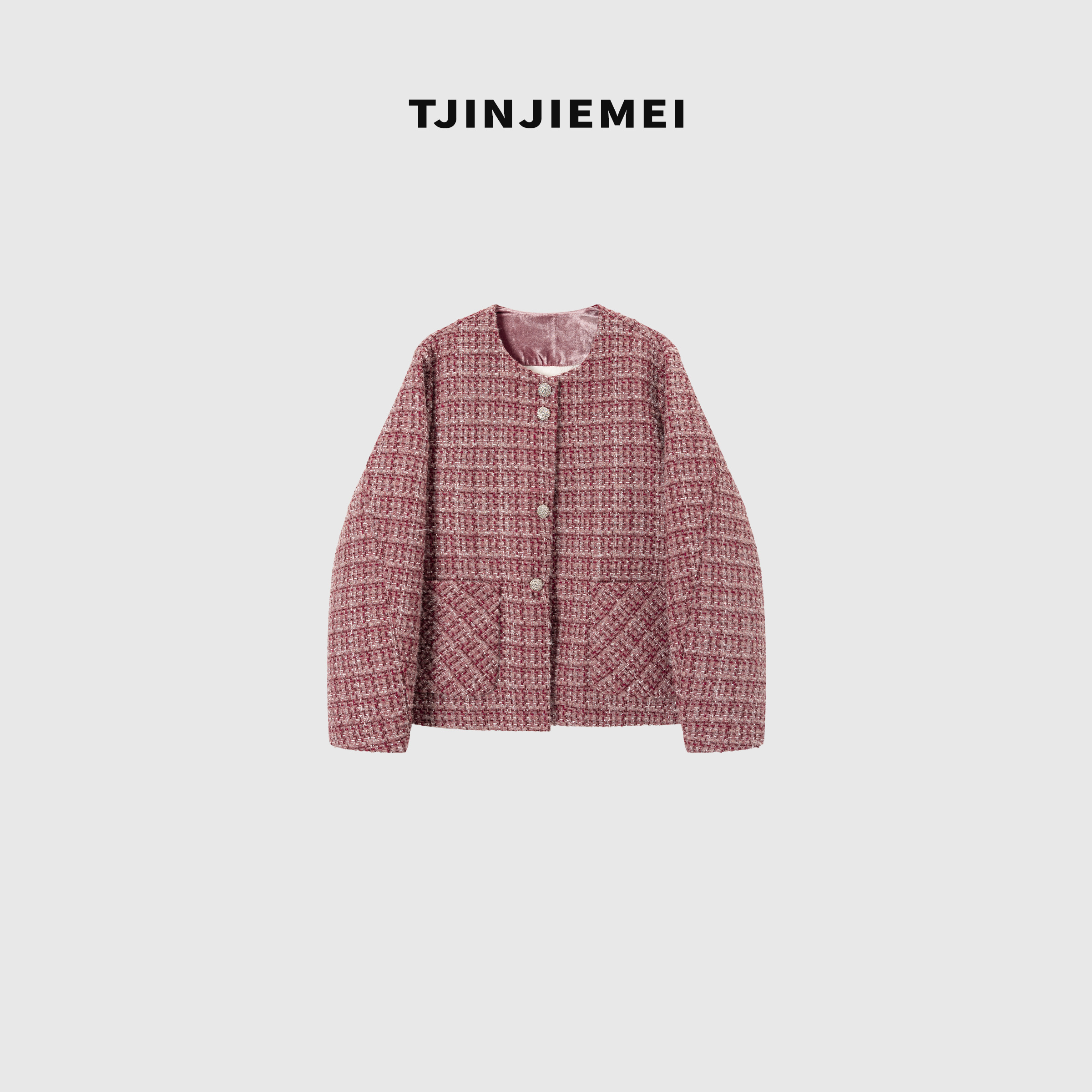 T井姐妹【粉蔷薇】新款羊毛混纺小香风羽绒外套WT2509-TJ529