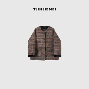 TJ528 设计感羊毛混纺彩纱羽绒服WT2509 T井姐妹 木质调