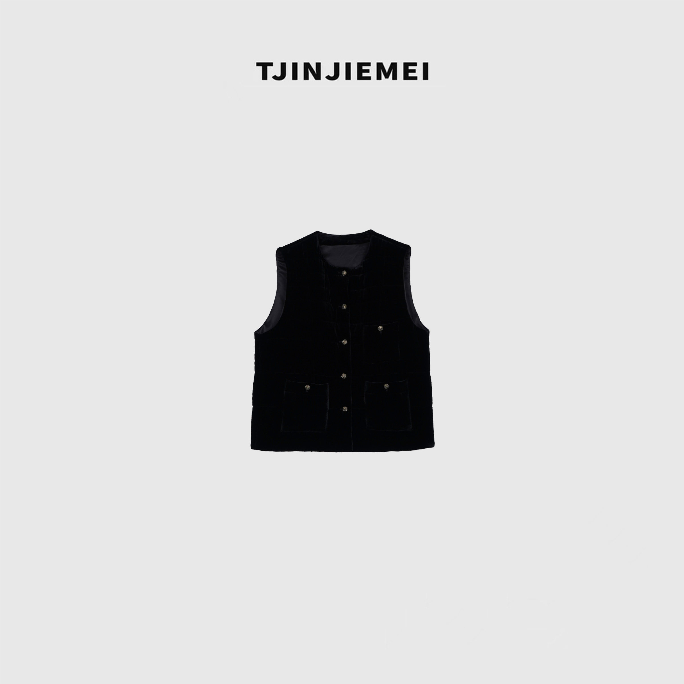 T井姐妹【金扣马夹】设计感气质轻奢真丝丝绒马甲MJ2608-TJ1006