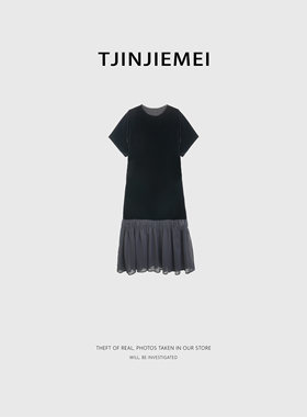 T井姐妹【音乐会】设计感气质优雅真丝丝绒连衣裙LYQ2605-TJ842