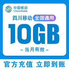 流量四川移动充值10GB当月有效全国通用叠加包月加油包5G手机流量