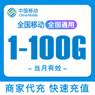 全国移动流量随机到账1-100G手机上网流量全国通用叠加包当月有效