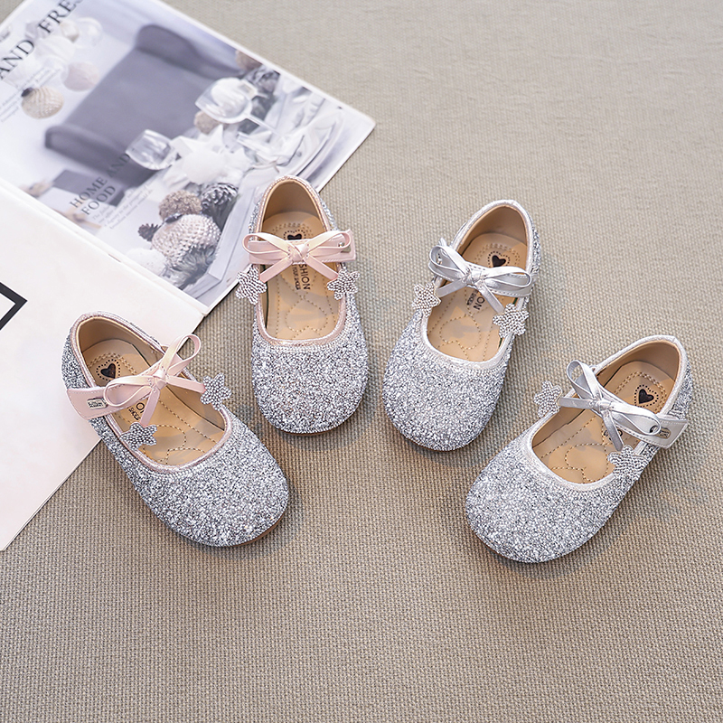 女童公主鞋2025春秋新款儿童鞋水晶鞋女孩小皮鞋宝宝艾莎鞋子单鞋