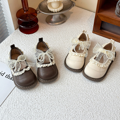 女童真皮浅口单鞋软底公主鞋