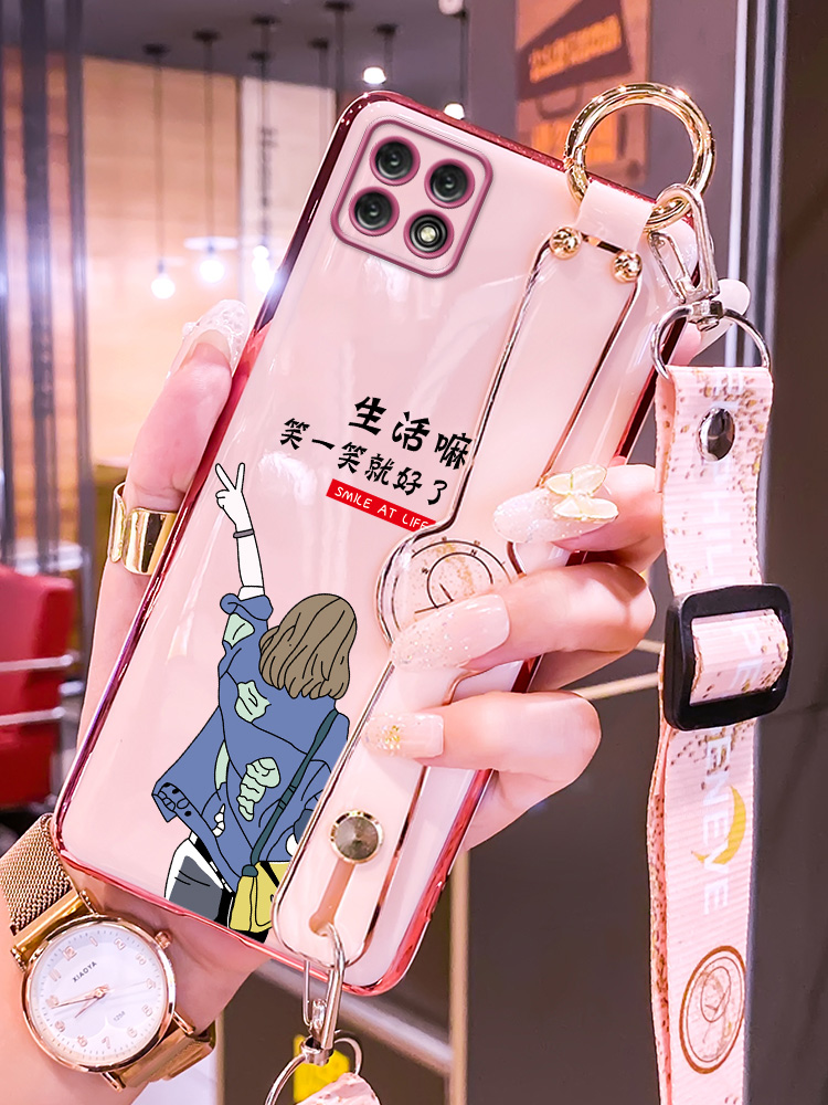 oppoa72手机壳女oppoa72保护套镜头全包防摔软壳5g版网红腕带斜跨挂绳