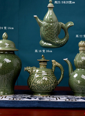 空瓶 墨绿色 壶 仿古绿景德镇陶瓷酒瓶酒坛子1斤装罐分酒器密封