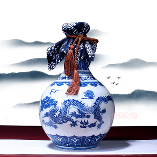 景德镇陶瓷酒瓶酒坛子青花瓷黑釉釉上彩下彩玉壶春赏瓶123510斤装