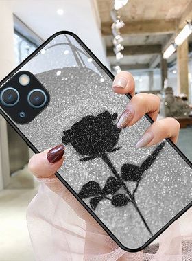 DZ适用苹果15promax手机壳新款iPhone15硅胶14plus灰色13pro全包12防摔11高级感xsmax女款8可爱7高级感黑玫瑰