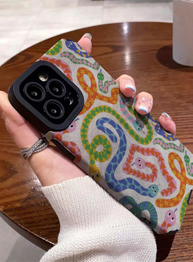 DZ适用苹果16promax手机壳新款iPhone15硅胶14plus灰色13pro全包12防摔11高级感xsmax女款简约多色拼接小蛇