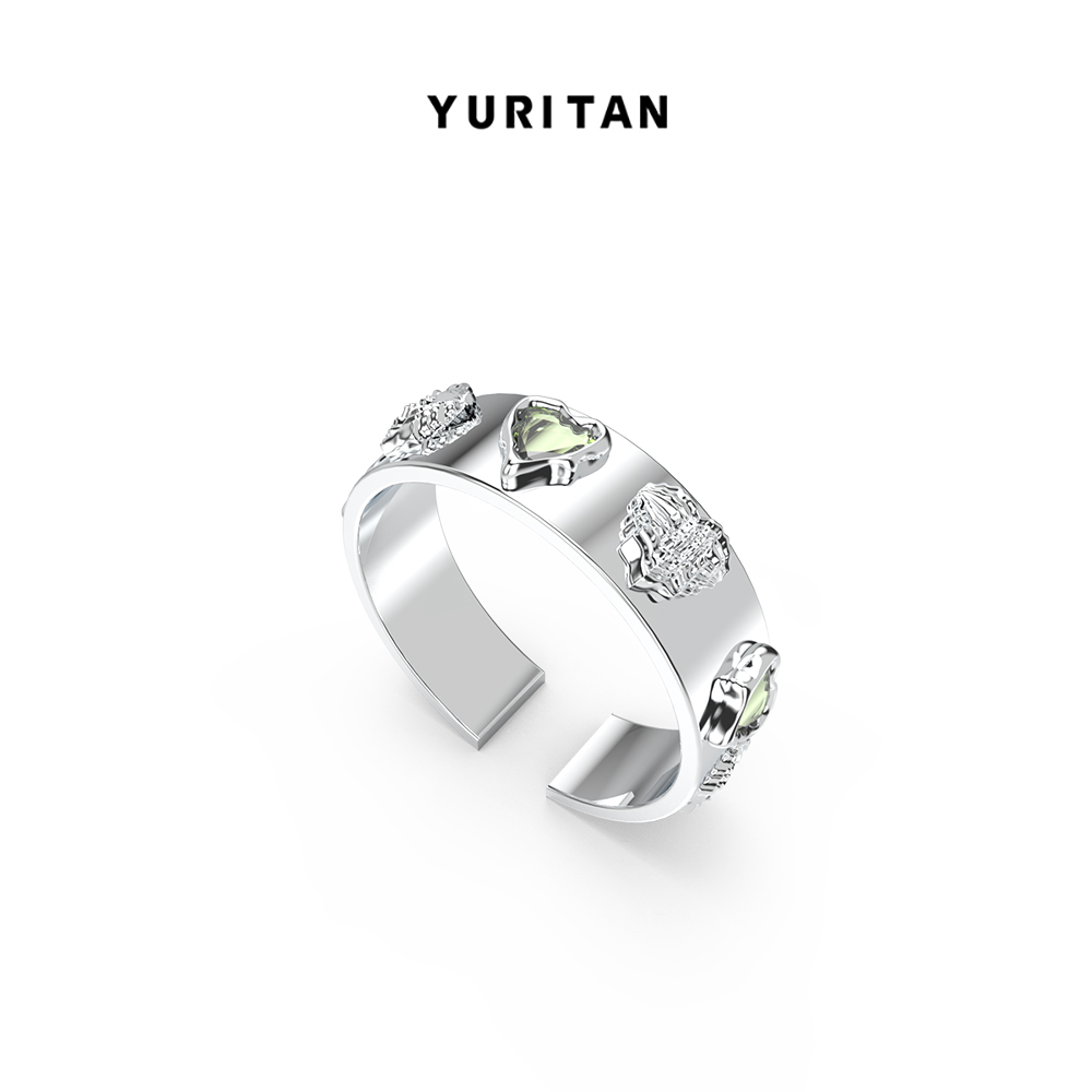 YURITAN镀金可调节情侣开口戒指