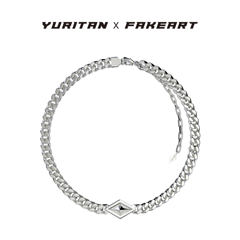 YURITAN镶钻情侣款古巴链项链