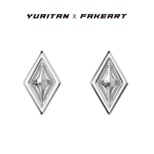 YURITAN X FAKEART费奇系列菱形镶钻耳钉情侣款镀金镶钻银针耳饰