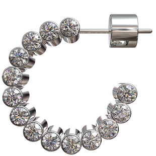 石凯同款YURITAN圆柱镶钻耳环2024新款时尚镀金镶钻银针耳钉耳饰