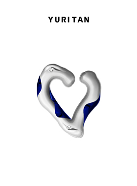 YURITAN异型心型耳挂单只 原创设计时尚潮款情侣款耳夹耳挂耳饰