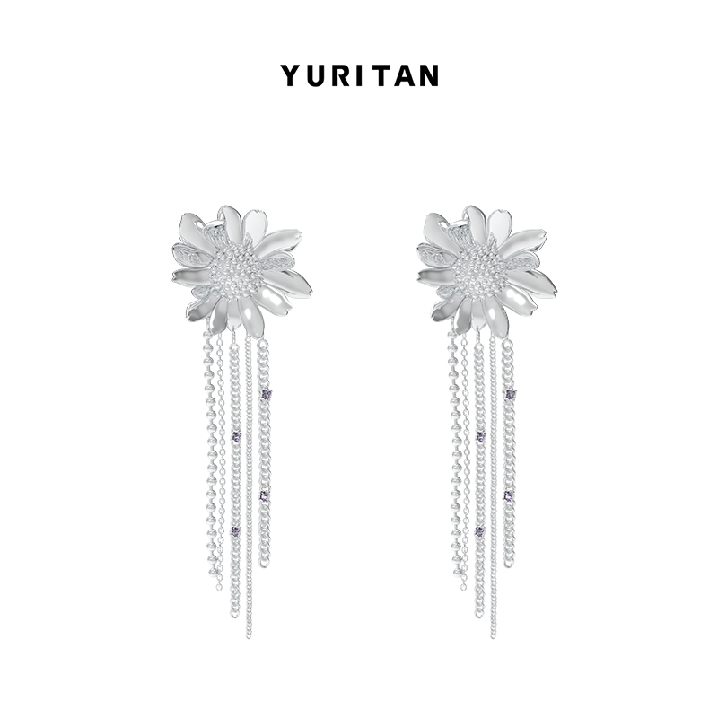 yuritan甜酷风小雏菊流苏耳环