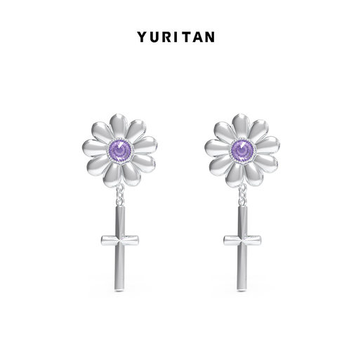 YURITAN小雏菊镶钻耳环新生系列