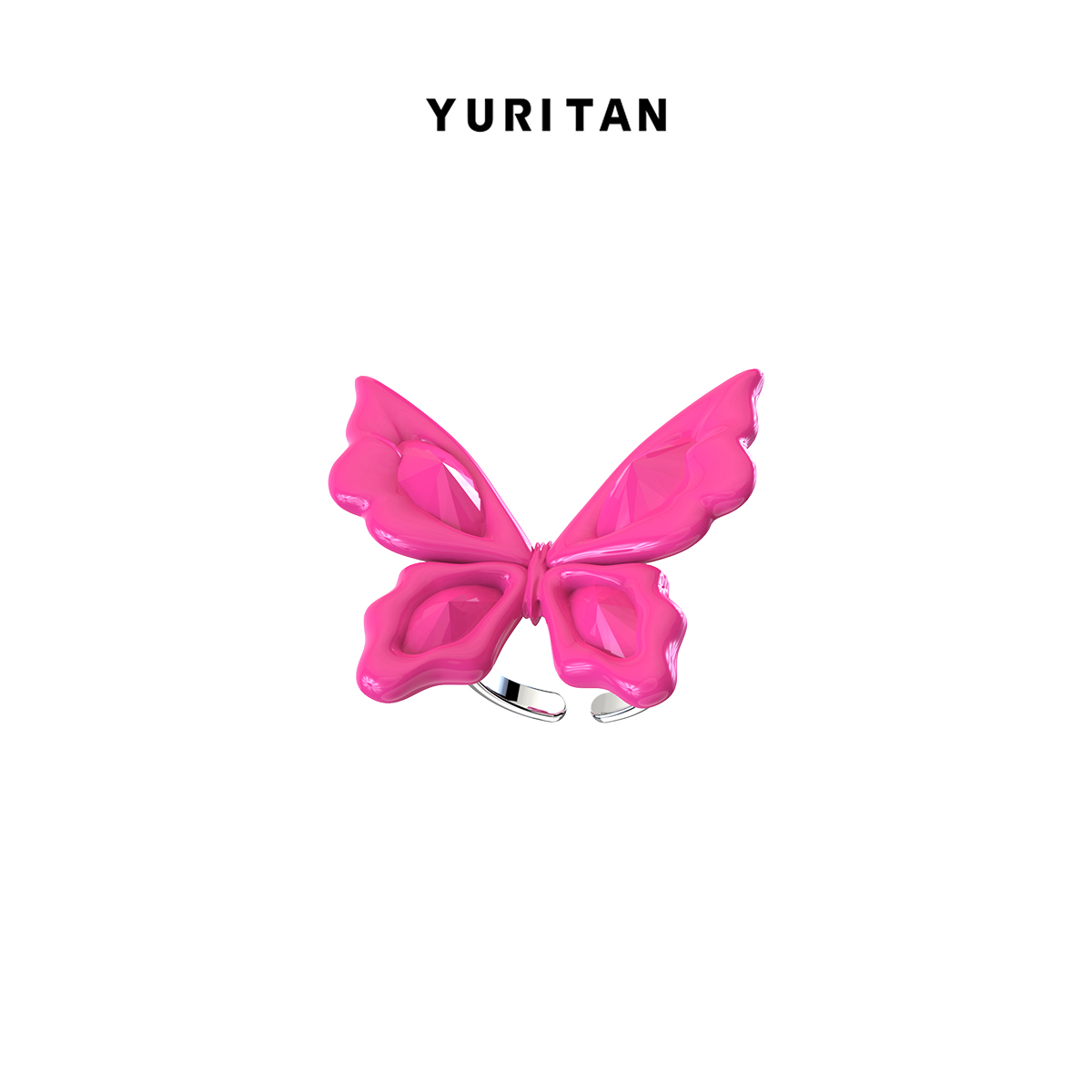 YURITAN多巴胺色大蝴蝶开口戒指