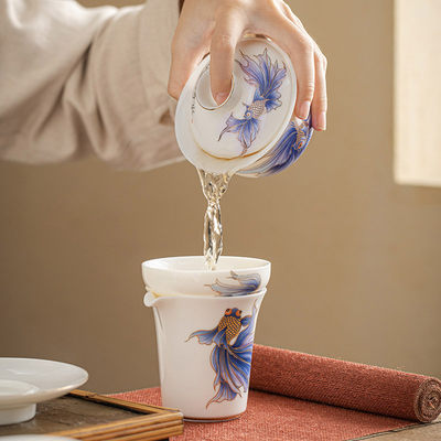 盖碗公道杯茶漏套装家用陶瓷茶具