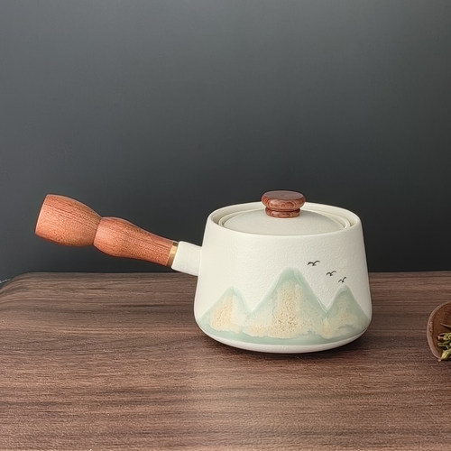 旋转陶瓷茶壶小号侧把泡茶壶单壶