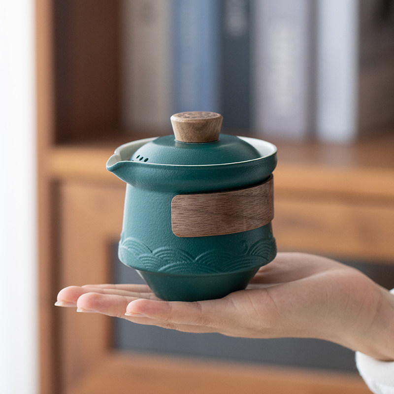 陶瓷泡茶盖碗茶杯大号带盖子茶碗不烫手茶壶功夫茶具手抓壶单个高