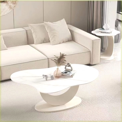 云朵岩板茶几奶油风客厅家用轻奢现代简约小户型异形新款茶桌组合