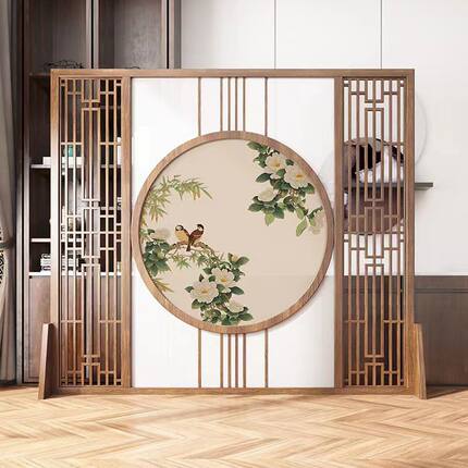 新知识实木隔断屏风入门屏风隔断客厅遮挡禅意茶室入户玄关装饰