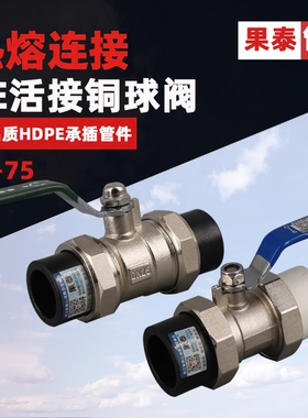 全铜PPR转PE双活接球阀自来水4 6分DN热熔50阀门25开关32水阀63