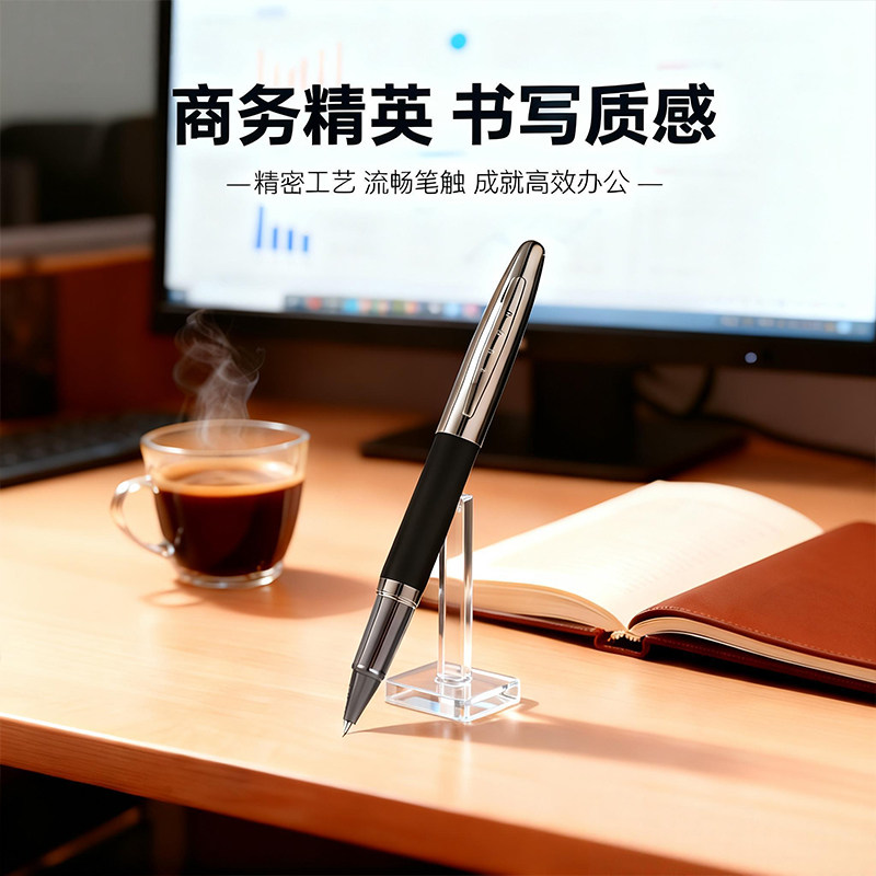 果亦黑灰高级感金属签字笔