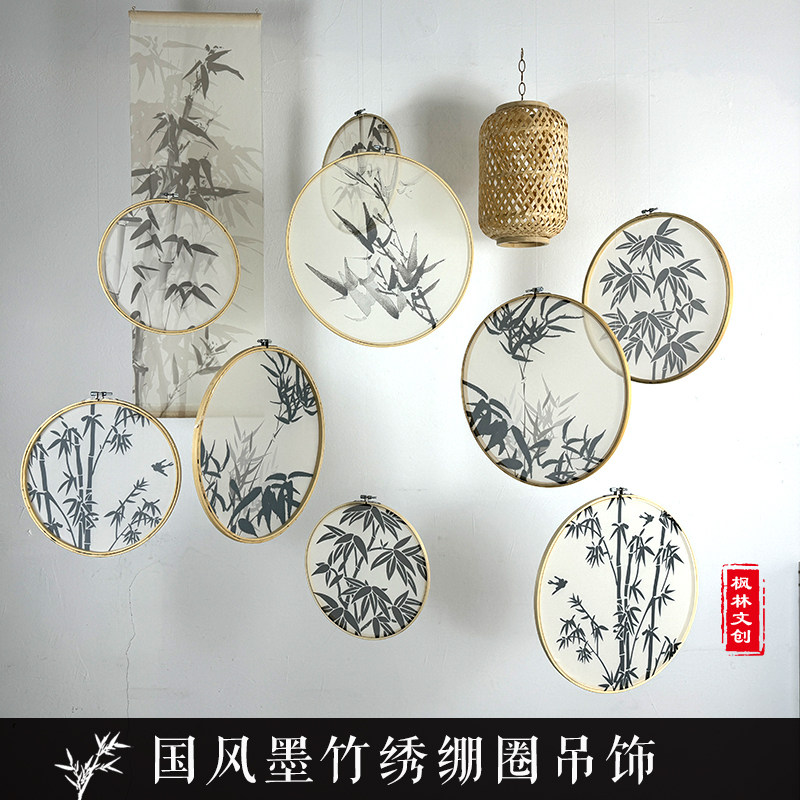 国风墨竹图幼儿园走廊吊饰