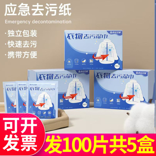 幸运女神衣物去污湿巾独立包装应急去渍羽绒服清洁免手洗去污纸