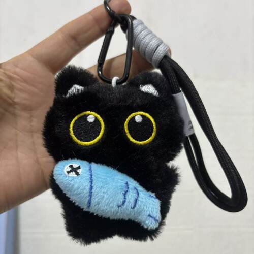 甜酷小黑猫毛绒包挂件