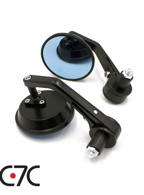 QC-M-284手把镜蓝色玻璃摩托车改装配件通用手把22mm圆形倒车镜