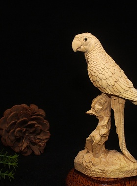 厂家直销新品黄杨木鹦鹉摆件 实木家居装饰工艺品摆件