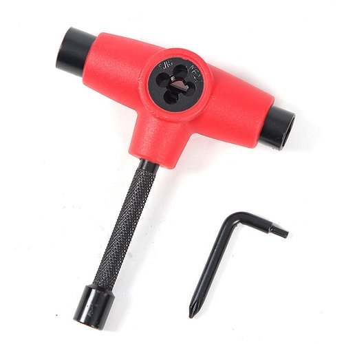 四轮滑板扳手t字型套筒三头通用型滑板车螺丝刀拆卸工具扳手