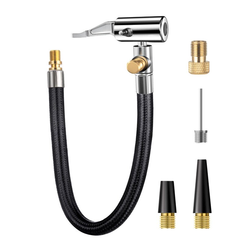 便携式压缩机快速连接轮胎夹头软管带法式阀空气球针套装延长软管