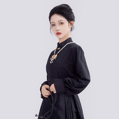 上衣夏季 新中式 国风汉服女薄款 搭配马面裙 日常明制立领衬衣长袖