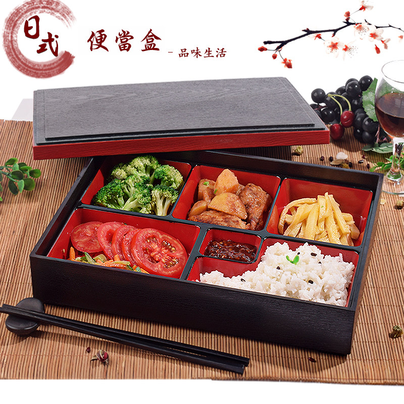 日式木纹便当盒鳗鱼饭盒塑料寿司盒高档商务套餐盒商用外卖快餐盒