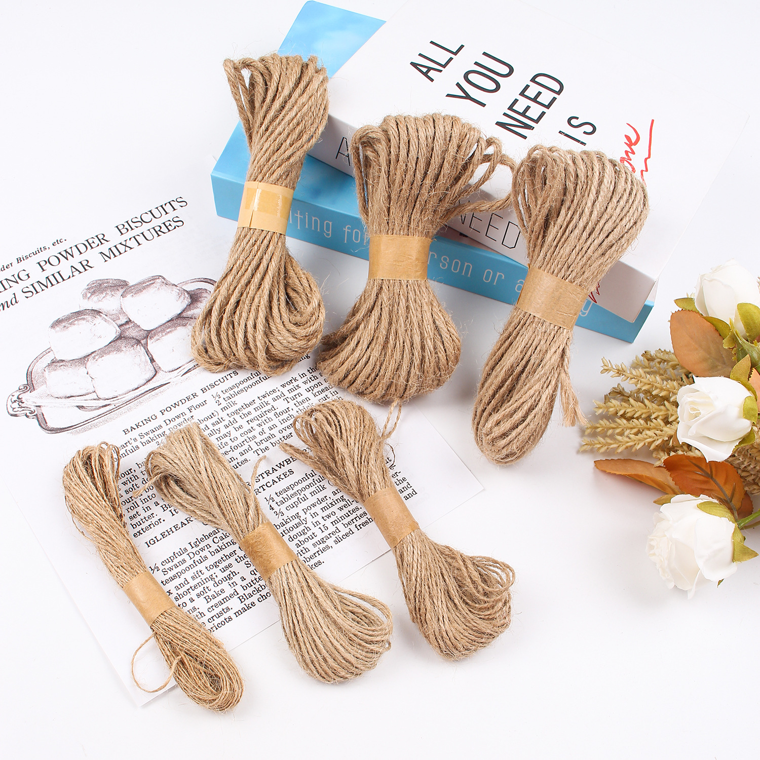 20米复古黄麻绳照片墙装饰粗麻绳